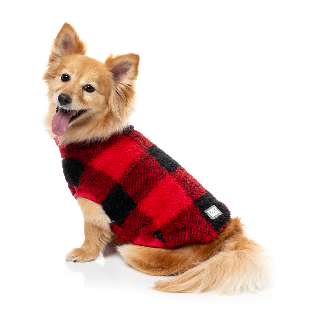 Checkered Teddy Sweater - Red