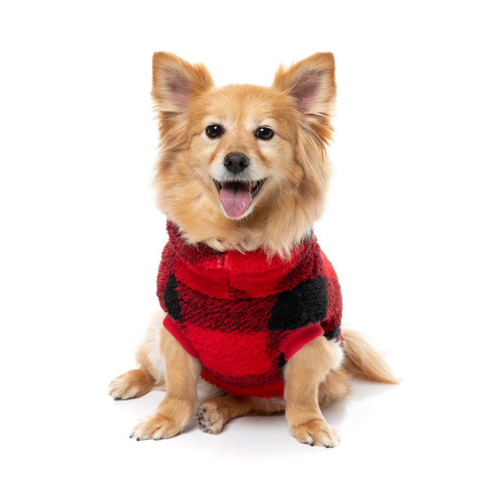 Checkered Teddy Sweater - Red