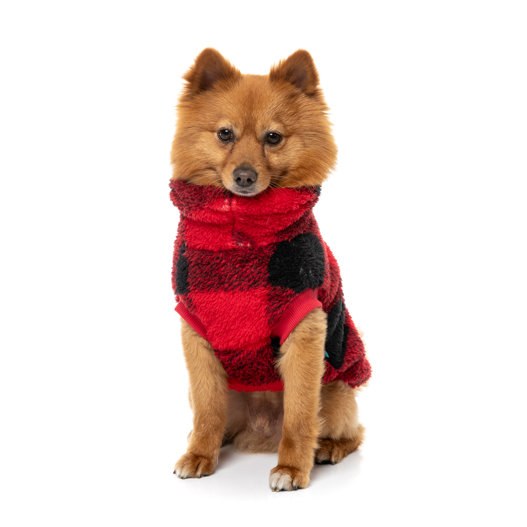 Checkered Teddy Sweater - Red