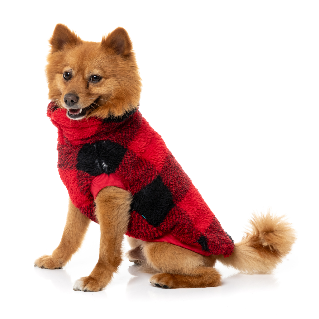 Checkered Teddy Sweater - Red