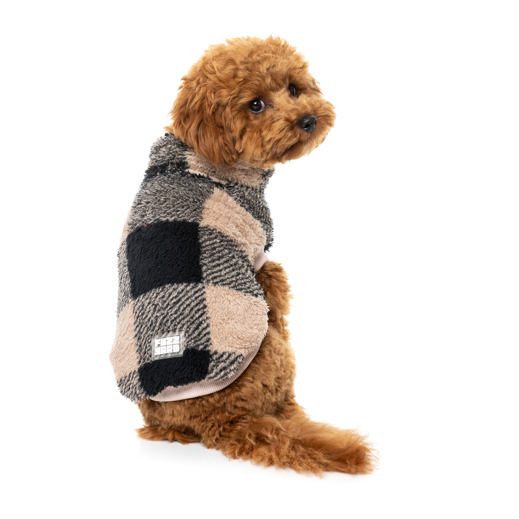 Checkered Teddy Sweater - Black/Beige