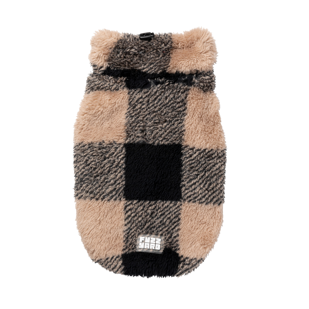 Checkered Teddy Sweater - Black/Beige