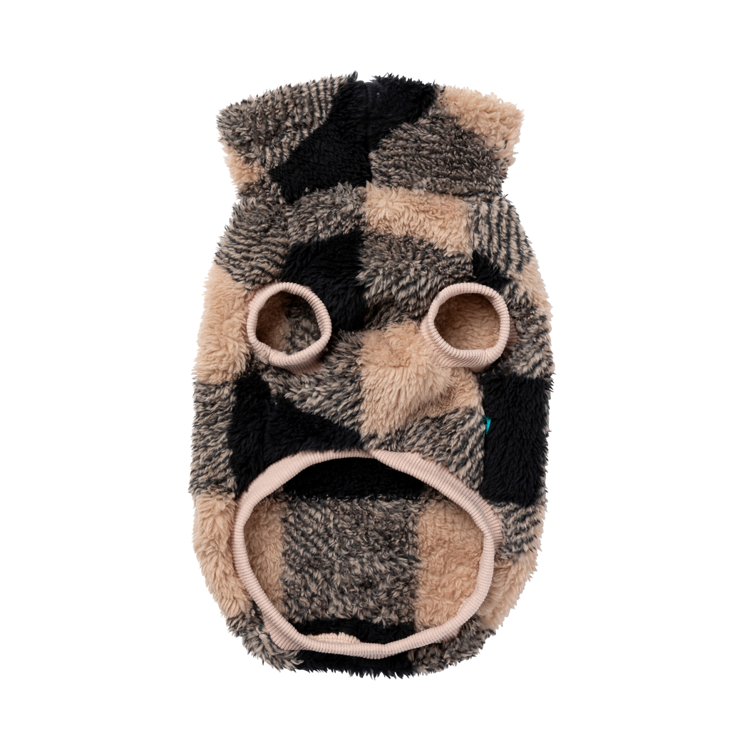 Checkered Teddy Sweater - Black/Beige