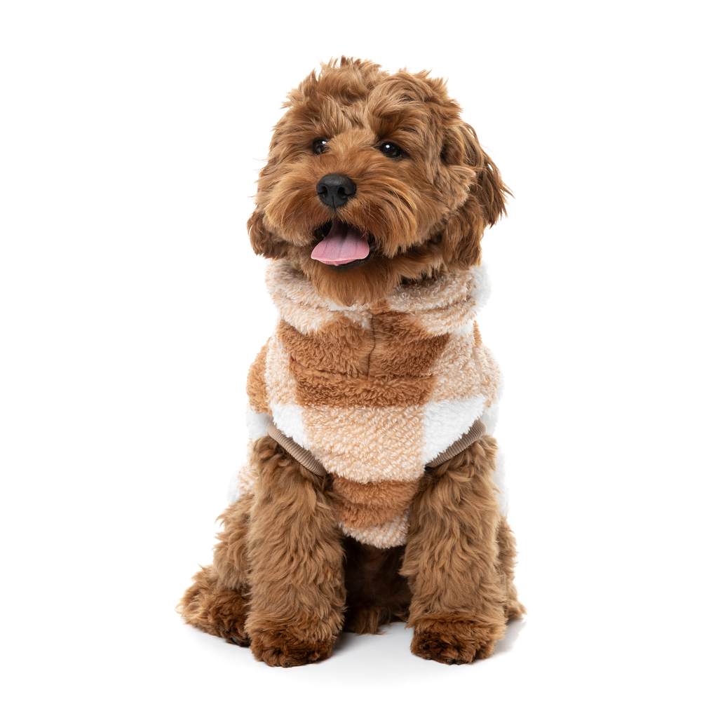 Checkered Teddy Sweater - Tan