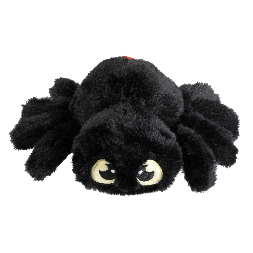 Peluche de Halloween para perros FuzzYard Webastian The Red Back con forma de araña negra